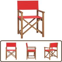 Chaise de metteur en scène Bois de teck solide Rouge - Chaises De Jardin - Chaises De Réalisateur - Mobilier De Jardin - Jardin - Terrasse