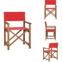 Chaise de metteur en scène Bois de teck solide Rouge - Chaises De Jardin - Chaises De Réalisateur - Mobilier De Jardin - Jardin - Terrasse