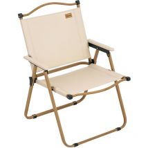 Chaise de plage camping pliante - poignée - structure acier aspect bois oxford beige