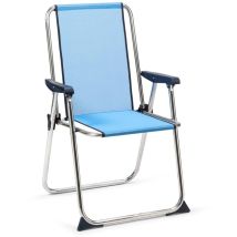 Solenny - Chaise De Plage Pliante Avec Dossier Haut Bleu 55x53x89 Cm
