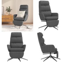 Chaise de relaxation avec repose-pied Gris foncé Tissu - Chaise Relaxante - Fauteuil Inclinable - Chaise Confort - Chaise Pivoting - Chaise Avec