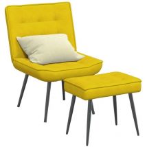Chaise de relaxation avec tabouret jaune velours