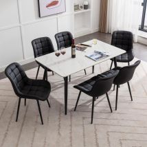 Dyhome - Chaise de Salle à Manger 6 pièces, Chaises de Cuisine en Simili Cuir, Chaises tapissées avec Motif quadrillé pour Salle à Manger, Cuisine,