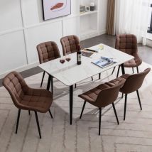 Dyhome - Chaise de Salle à Manger 6 pièces, Chaises de Cuisine en Simili Cuir, Chaises tapissées avec Motif quadrillé pour Salle à Manger, Cuisine,