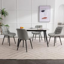 Dyhome - Chaise de Salle à Manger 4 pièces, Chaises de Cuisine en Simili Cuir, Chaises tapissées avec Motif quadrillé pour Salle à Manger, Cuisine,