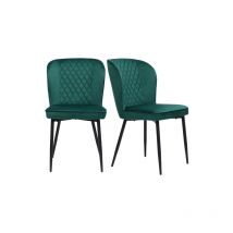 Ineasicer - Chaise de salle à manger (2 pièces), vert foncé,Chaise design rembourrée avec dossier,assise en velours structure en métal