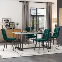Ztforus - Chaise De Salle À Manger (4 Pcs), Lot De 4 Chaises Design Rembourrées Avec Dossier, Assise En Lin. Structure En Métal,vert.