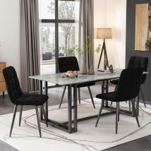 Chaise De Salle À Manger (4 Pièces), Ensemble De 4 Chaises Design Rembourrées Avec Dossier, Assise En Velours, Structure En Métal, Noir
