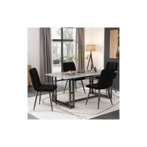 Liberté Chaise de salle à manger (4 pièces), noir, ensemble de 4 chaises design rembourrées avec dossier, assise en velours, structure en métal