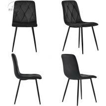 Chaise de salle à manger (4 pièces), noir, lot de 4 chaises rembourrées, chaise design, chaise de salle à manger en velours sergé, chaise de cuisine