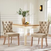 Chaise de salle à manger, chaise à 4 pieds, chaise de relaxation, chaise simple (2 pièces), avec surpiqûres boutonnées, structure en bois massif,