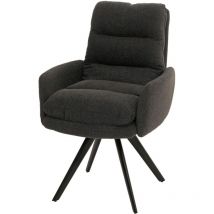Décoshop26 - Chaise de salle à manger chaise de cuisine pivotante position automatique tissu/textile bouclé mvg gris foncé avec accoudoir 040006288