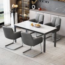 Ohjijinn - Chaise de salle à manger, , chaise de loisirs moderne et minimaliste, pour salon, chambre à coucher, avec pieds arqués en acier, gris-lot