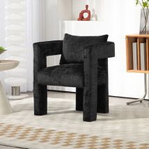 Eifson - Chaise de salle à manger, chaise longue moderne en chenille, accoudoirs creux uniques, avec oreillers, design ergonomique pour salon, salle