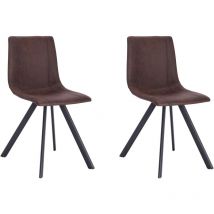 Chaise de salle à manger de style industriel avec assise et dossier en tissu, modèle Cervera en couleur chocolat.