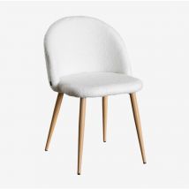 Chaise de salle à manger en Borreguito Kana Sklum Blanc Ivoire Bois Naturel