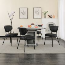 4 Chaises de salle à manger modernes, dossier ovale et pieds en métal noir, noir - Dyhome