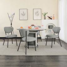 4 Chaises de salle à manger modernes, dossier ovale et pieds en métal noir, gris - Dyhome