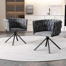 Set di 2 sedie da pranzo in velluto, sedia girevole di lusso per soggiorno, camera da letto, sedia girevole per il tempo libero con quattro gambe di