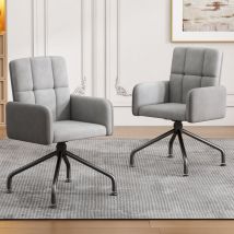 Wishdor - Lot de 2 Chaise de salle à manger en velours, fauteuil, chaise pivotante, chaise de bureau, gris