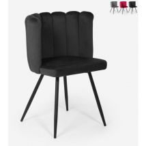 Ahd Amazing Home Design - Chaise de salon fauteuil design coquille rembourrée en velours Shelly - Noir