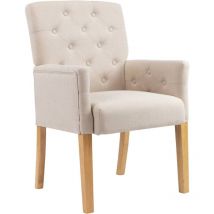 Décoshop26 - Chaise de salle à manger fauteuil de chambre avec accoudoirs en tissu beige et bois DEC025160