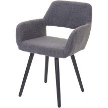 Chaise de salle à manger HHG 428 ii, style rétro années 50, tissu, gris, pieds foncés
