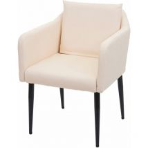 Chaise de salle à manger HHG-728, chaise de cuisine chaise longue, similicuir crème-beige