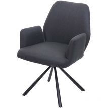 Chaise de salle à manger HHG 938, pivotante à position automatique tissu/textile acier, gris foncé