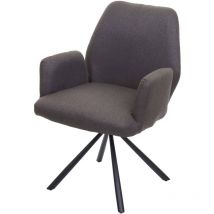 Chaise de salle à manger HHG 938, pivotante à position automatique tissu/textile acier, gris-brun