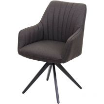 Chaise de salle à manger HHG-954, fauteuil,avec accoudoirs, acier rétro, tissu, gris-marron