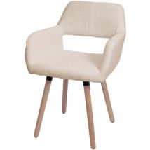 HW - Chaise de salle à manger C-A50 ii, chaise de cuisine chaise rembourrée, bois tissu/textile bouclé (450g/m²) mvg beig