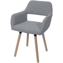 HW - Chaise de salle à manger C-A50 ii, chaise de cuisine chaise rembourrée, bois tissu/textile bouclé (450g/m²) mvg gris