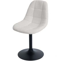 Chaise de salle à manger HW C-A60, chaise de cuisine chaise pivotante, acier mvg tissu/textile bouclé (450g/m²) crème