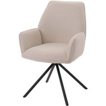 Chaise de salle à manger HW C-G67, chaise de cuisine Accoudoir, pivotant Auto-Position, tissu/textile Bouclé Öko-Tex mvg