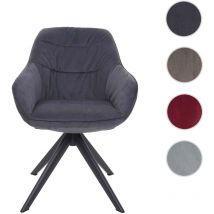Mendler - Chaise de salle à manger HWC-K28 - avec accoudoirs - pivotante - métal - tissu/textile gris