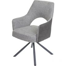 Mendler - Chaise de salle à manger HWC-K30, chaise de cuisine, pivotante Auto-Position, tissu/textile gris-g