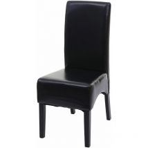 HHG - Chaise de salle à manger Latina, chaise de cuisine, cuir, noir, pieds foncés