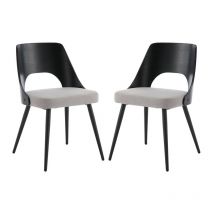 Chaise de Salle à Manger Lot de 2 Chaise Bois et Métal Chaise Salle Manger Vintage Chaise de Cuisine en Velours pour Cuisine, Gris