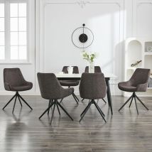 Lot De 6 Chaises De Salle À Manger Pivotantes – Rembourrage En Éponge Haute Densité – Structure En Métal – Capacité 150 Kg – Marron