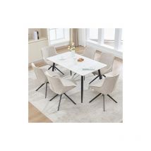 Chaise de salle à manger (lot de 6), chaise rembourrée ergonomique, chaise pivotante, chaise de salle à manger sans bras,Gris - Dyhome