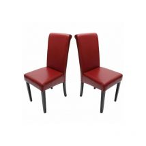 Mend - Chaise de salle à manger lot de 2 florence rouge pieds foncés