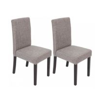 Chaise Poka – Tissu gris – Piètement bois foncé – Mobilier d'intérieur – 1 place