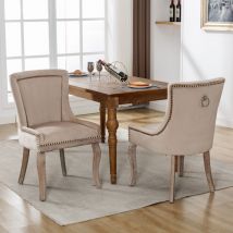 Ztforus - Chaise de salle à manger luxueuse (chaise de cuisine, chaise de salon), chaise rembourrée avec garniture de tête de clou, pieds en bois