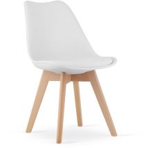 Viking Choice - Chaise de salle à manger mark - 49x48x82cm - cuir éco - pieds en hêtre - blanc