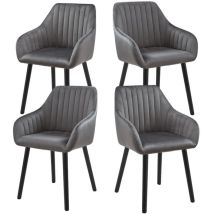 Goeurvant - Chaise de salle à manger minimaliste avec support lombaire confortable, accoudoirs et pieds en bois - 4 pièces – Gris foncé