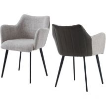 Chaise de Salle à Manger Moderne avec Accoudoirs Chaise de Cuisine Assise rembourrée Lot de 2 Chaises de Salle à Manger Patchwork, Gris