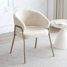 Okwish - Chaise de salle à manger blanche moderne en velours d'agneau, chaise de salle à manger dorée en finition dorée (1 pièce), chaise de salle à
