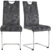 Liberté - Lot de 4 chaises moderne rembourrée, en velours de haute qualité, cadre en acier robuste, gris