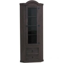New Mexico Armoire d'angle avec 1 porte vitrée et 2 tiroirs, teinte/cire dans un style colonial.